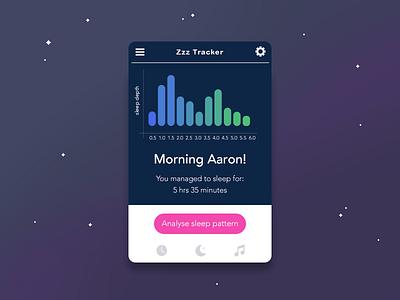 Daily UI – 018/100 days 100daysofui analytics dailyui flat interface night sleep tracker ui ux