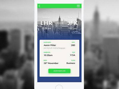 Daily UI – 024/100 days 100daysofui app boarding pass colour dailyui fade glow icons interface nyc