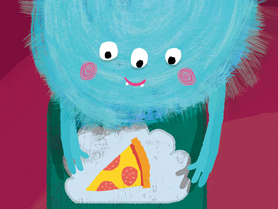 WIP: Editorial piece 3 brush characterdesign characters colour cute happy kylewebster monster photoshop pizza texture wip