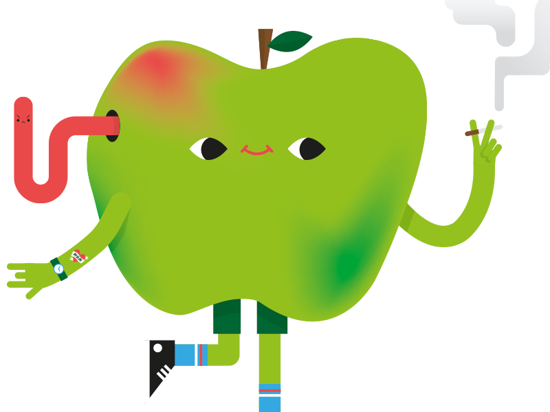 Bad apple worm tattoo converse socks skater poison bad naughty cute fruit apple
