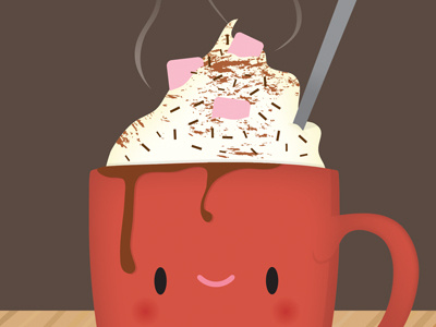 Hot Chocolate aaron miller ai character christmas colour cute design drink festive glow gradients hot chocolate illustration illustrator smile sweet treat vector wood