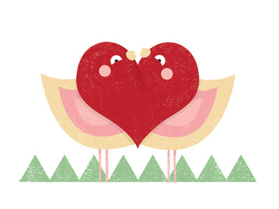 Valentines Day 50s aaron miller animals birds colour cute humour illustration love old fashion red retro style texture valentines day vector