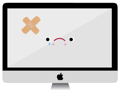 Poor iMac apple computer ill illustration imac plaster vector