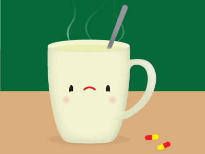 URGH bleurgh character cute mug smile tablets vector