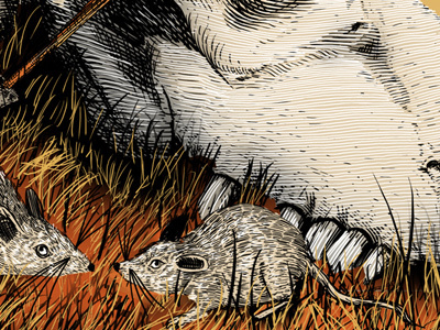 Art Print arrow bison fall field mice limited edition screenprint skull western