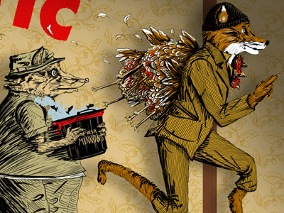 Mr. Fox wip bandit chicken fox illustration kylie minnows screenprint