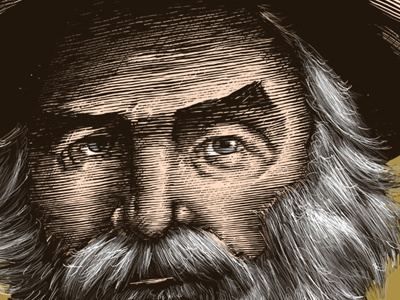 Walt Whitman author poetry rolling earth screenprint