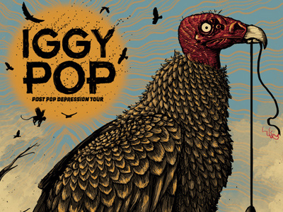 Iggy Pop depression gigposter microphone pop post screenprint vulure