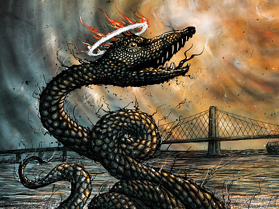 The Carrier halo illustration sea serpent silkscreen snake