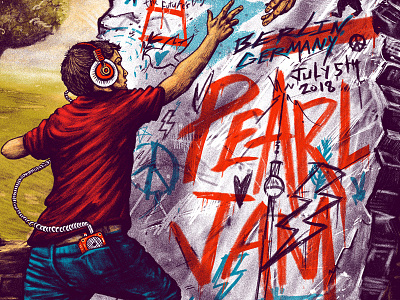 Pearl Jam Berlin Gigposter berlin wall eddie vedder gigposter love peace pearl jam silkscreen