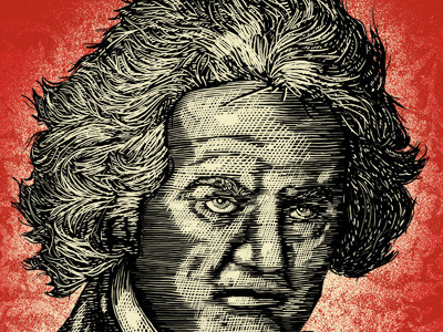 Beethoven Screenprint composer dead rockstar etching illustration ludwig van music scratchboard vintage