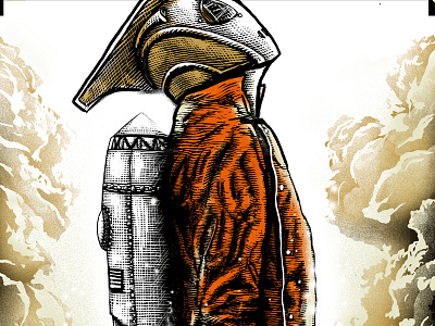 Rocketeer Art Print - On Sale art deco bottleneck gallery gadgets gizmos jet pack limited edition rocket man screenprint