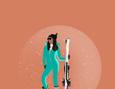 Skiing illustration modern ski ski skiing skier woman women
