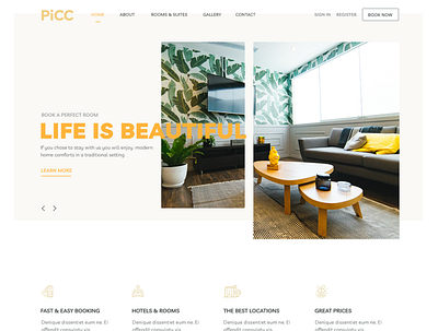 Hotel Booking homepage ui website design