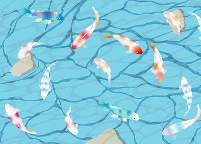 Koi Fish Blue Background fish illustration koi vector vector illustration
