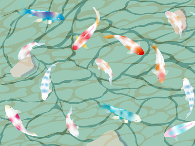 Koi Fish green background fish illustration koi vector vector illustration