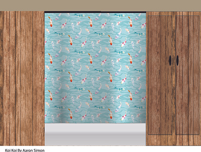 Koi Koi Shower Curtain bath seamless pattern textile