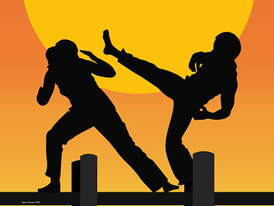 Capoeira brazil capoeira dancing digital illustration digitalart illustration martial arts sports sunset vector vector illustration