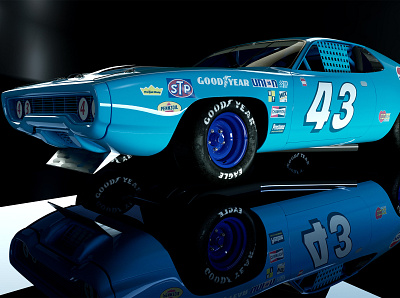 Plymouth Roadrunner NASCAR 3dart 3dartist 3dillustration 3dmodeling advertising design