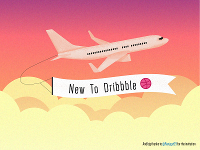 Hello Dribbble airplane first shot hellodribbble illustration illustrator invitation newbie thanks for invite vector