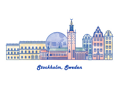 stockholm skyline graphic design illustration illustrator nordic skyline souvenir stockholm sweden travel vector