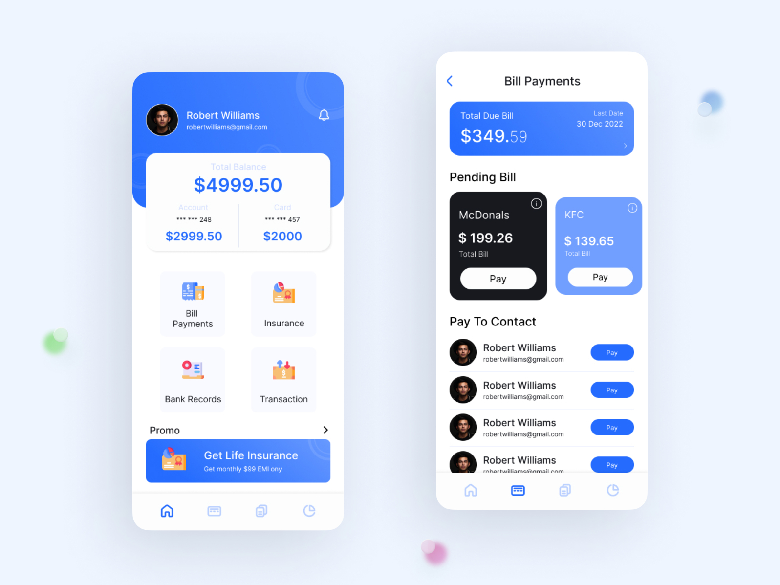 Bank App UI Design by Akash Bhadani on Dribbble