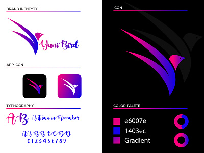 YuniBird Modern logo design.