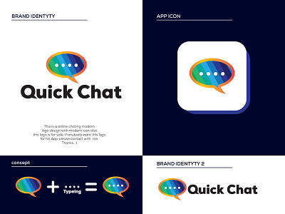 Quick Chat Modern logo design with app also. app app design app icon app icon logo application awesome design awesome modern logo brand design brand identity branding chat chat app chatting clean colorfull design icon logo new modern icon quick chat