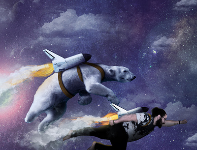 Night Flight Over the Sacred Bear Kingdom design photoshop photoshop art surrealism