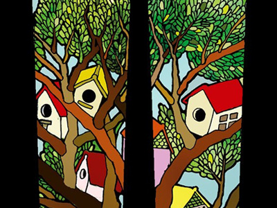 Top Sheet Ski Design - Birdhouse birdhouse colorful drawing house illustration ski top sheet