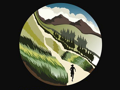 Summit Trail Running Series Poster active activity event field grass mountains poster run runner