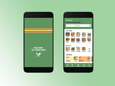 FOOD HUNT app app design app designer design app food app food illustration logo typogaphy ui uxdesign