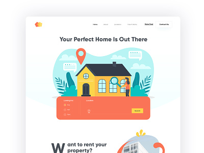 Real State Home Page branding colorful creative design designers discover interface modern neat and clean property search real state realestate website