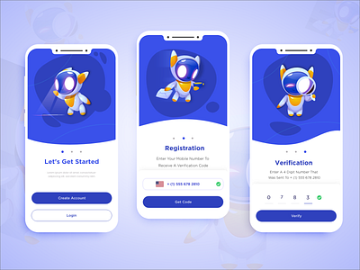 Onboarding Blue branding creative creative agency design illustration interface mobile modern neat and clean onboarding screens registration vector