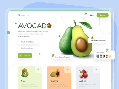 Nutrition Health Avocado 2021 design 2021 trend avocado branding colorful creative fruits health nutrition product design uiux design web design website