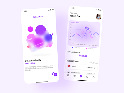 Walleto - Personalised Wallet App app app design app designer design illustration ui uidesign ux wallet wallet app wallet app ui wallet ui