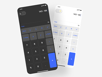 Dual Theme Calculator app app design app designer calculator calculator design calculator ui dark mode dark theme dark ui design minimal ui uidesign ux