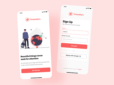 Trravelerr - Travel App app app design app designer design illustration minimal ui uidesign