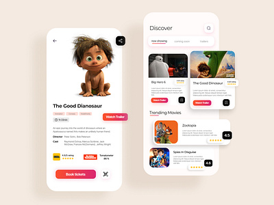 Movies App Design booking cinema clean ui concept movies trailer ui design