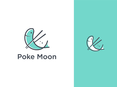 poke moon logo art branding design flat icon illustration illustrator logo minimal vector