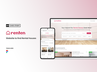 renten - Responsive website to find rental houses design minimal ui ux
