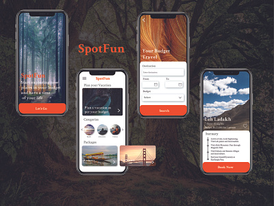 SpotFun budget challenge crowwwn design mobile travel travel app ui ux vacation