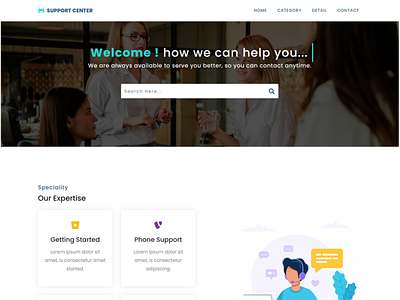 Support Center - Knowledge Base HTML bootstrap html template web design website