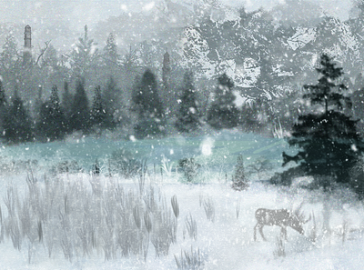 Spider Gorge Forest (RDR2 ambient) animals art artwork design digitalpainting fanart forest inspiration inspire nature photoshop rdr2 snow winter