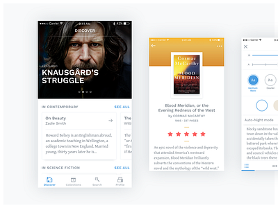 Adobe XD test drive – Book recommendation app + reader adobe blue book cards ios light reader recommendations ui xd