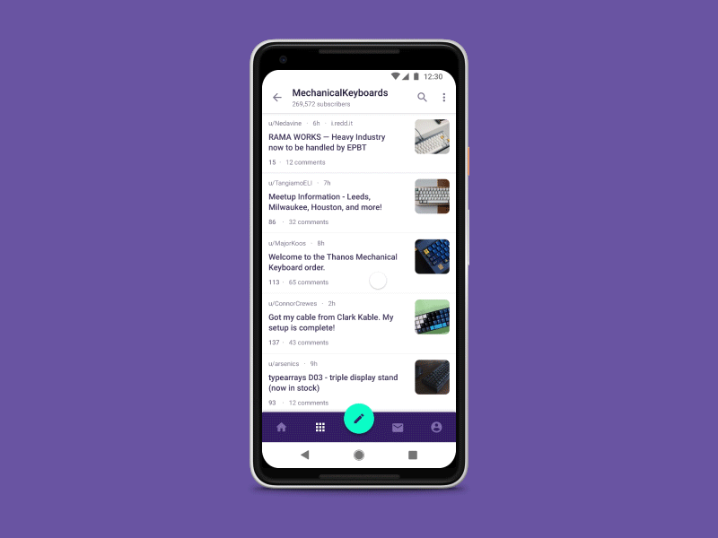 Framer experiments – Reddit client android framer keyboards minimal panda pixel 2 xl purple reddit white