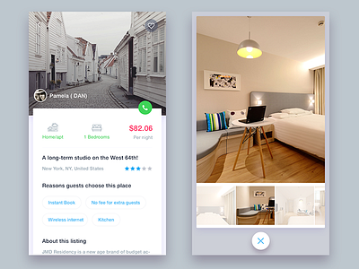 Project details view. details images view ios iphone mobile app property real estate rental slider social ui
