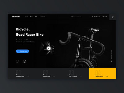 🚴‍♂️✨ Decathlon - Dedicated Cycle Landing Page Concept! activity card cards clean concept decathlon design events landing page minimal product redesign search shop sports typography ui ux web