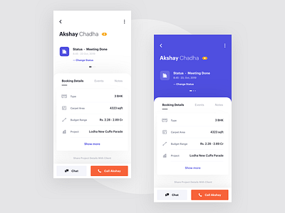 Lead - Dedicated agents app booking card clean dedicated events filter follow up interface lead minimal mobile planning product design schedule search ui ux