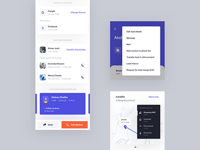 Lead - Dedicated Part 2 agents app booking card clean create dedicated page events follow up interface lead locality neighbourhood minimal mobile note planning product design schedule ui ux